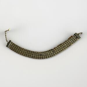 Whiting & Davis Gold Tone Floral Mesh Choker Necklace Star Link MCM VTG 10.5”